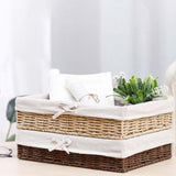 Maxbell 2xWoven Baskets Stackable Paper Rope Storage Basket for Snacks Cosmetics Lunch 40cmx30cmx9cm