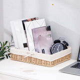 Maxbell 2xWoven Baskets Stackable Paper Rope Storage Basket for Snacks Cosmetics Lunch 40cmx30cmx9cm
