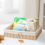 Maxbell 2xWoven Baskets Stackable Paper Rope Storage Basket for Snacks Cosmetics Lunch 40cmx30cmx9cm