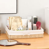 Maxbell 2xWoven Baskets Stackable Paper Rope Storage Basket for Snacks Cosmetics Lunch 40cmx30cmx9cm