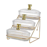 Maxbell 2xDried Fruit Dish Transparent Snack Plates for Appetizer Candies Dried Fruits 3 Tier