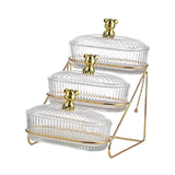 Maxbell 2xDried Fruit Dish Transparent Snack Plates for Appetizer Candies Dried Fruits 3 Tier
