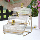 Maxbell 2xDried Fruit Dish Transparent Snack Plates for Appetizer Candies Dried Fruits 3 Tier