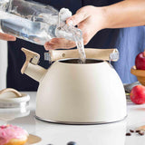 Maxbell Whistling Tea Kettle Portable Loud Whistle Kettle for Camping Dorm Household beige