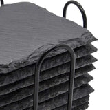 Maxbell 8x Slate Drink Coasters Tabletop Protection with Holder for Bar Kitchen Home Square