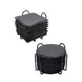 Maxbell 8x Slate Drink Coasters Tabletop Protection with Holder for Bar Kitchen Home Square