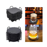 Maxbell 8x Slate Drink Coasters Tabletop Protection with Holder for Bar Kitchen Home Square
