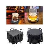 Maxbell 8x Slate Drink Coasters Tabletop Protection with Holder for Bar Kitchen Home Square