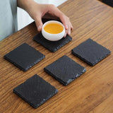Maxbell 8x Slate Drink Coasters Tabletop Protection with Holder for Bar Kitchen Home Square