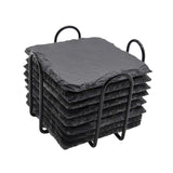 Maxbell 8x Slate Drink Coasters Tabletop Protection with Holder for Bar Kitchen Home Square