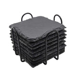 Maxbell 8x Slate Drink Coasters Tabletop Protection with Holder for Bar Kitchen Home Square