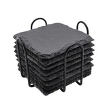 Maxbell 8x Slate Drink Coasters Tabletop Protection with Holder for Bar Kitchen Home Square