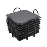 Maxbell 8x Slate Drink Coasters Tabletop Protection with Holder for Bar Kitchen Home Square