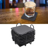 Maxbell 8x Slate Drink Coasters Tabletop Protection with Holder for Bar Kitchen Home Square