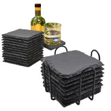 Maxbell 8x Slate Drink Coasters Tabletop Protection with Holder for Bar Kitchen Home Square