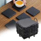 Maxbell 8x Slate Drink Coasters Tabletop Protection with Holder for Bar Kitchen Home Square