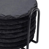 Maxbell 8x Slate Drink Coasters Tabletop Protection with Holder for Bar Kitchen Home Round