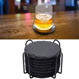 Maxbell 8x Slate Drink Coasters Tabletop Protection with Holder for Bar Kitchen Home Round