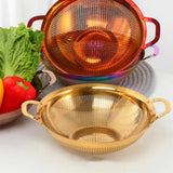 Maxbell Kitchen Colander Strainer Mesh Colander Basin for Vegetables Spaghetti Berries Golden