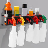 Maxbell Spray Bottle Storage Rack Space Saving Metal for Workshop Shelf with 5 Hooks