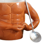 Maxbell Ceramic Coffee Mug Tea Cup Muscle Cup for Tea Hot or Cold Drink Father's Day football spoon