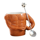 Maxbell Ceramic Coffee Mug Tea Cup Muscle Cup for Tea Hot or Cold Drink Father's Day football spoon