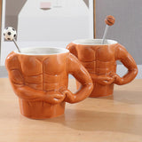 Maxbell Ceramic Coffee Mug Tea Cup Muscle Cup for Tea Hot or Cold Drink Father's Day football spoon