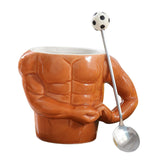 Maxbell Ceramic Coffee Mug Tea Cup Muscle Cup for Tea Hot or Cold Drink Father's Day football spoon