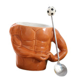 Maxbell Ceramic Coffee Mug Tea Cup Muscle Cup for Tea Hot or Cold Drink Father's Day football spoon