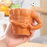 Maxbell Ceramic Coffee Mug Tea Cup Muscle Cup for Tea Hot or Cold Drink Father's Day football spoon