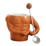 Maxbell Ceramic Coffee Mug Tea Cup Muscle Cup for Tea Hot or Cold Drink Father's Day basketball spoon