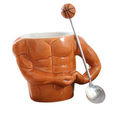 Maxbell Ceramic Coffee Mug Tea Cup Muscle Cup for Tea Hot or Cold Drink Father's Day basketball spoon