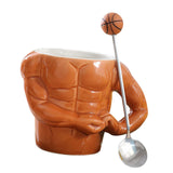 Maxbell Ceramic Coffee Mug Tea Cup Muscle Cup for Tea Hot or Cold Drink Father's Day basketball spoon