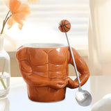 Maxbell Ceramic Coffee Mug Tea Cup Muscle Cup for Tea Hot or Cold Drink Father's Day basketball spoon