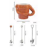 Maxbell Ceramic Coffee Mug Tea Cup Muscle Cup for Tea Hot or Cold Drink Father's Day spade spoon