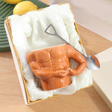 Maxbell Ceramic Coffee Mug Tea Cup Muscle Cup for Tea Hot or Cold Drink Father's Day spade spoon