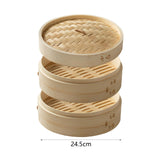 Maxbell Bamboo Steamer Basket Steamer Cloth Vegetable Steamer for Dimsum Bao Chicken Dia 25.4cm 2 Tier
