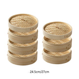 Maxbell Bamboo Steamer Basket Steamer Cloth Vegetable Steamer for Dimsum Bao Chicken Dia 25.4cm 2 Tier