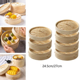Maxbell Bamboo Steamer Basket Steamer Cloth Vegetable Steamer for Dimsum Bao Chicken Dia 25.4cm 2 Tier