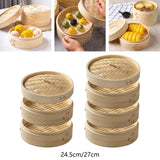 Maxbell Bamboo Steamer Basket Steamer Cloth Vegetable Steamer for Dimsum Bao Chicken Dia 25.4cm 2 Tier