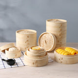 Maxbell Bamboo Steamer Basket Steamer Cloth Vegetable Steamer for Dimsum Bao Chicken Dia 25.4cm 2 Tier
