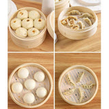 Maxbell Bamboo Steamer Basket Steamer Cloth Vegetable Steamer for Dimsum Bao Chicken Dia 25.4cm 2 Tier