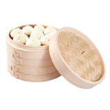 Maxbell Bamboo Steamer Basket Steamer Cloth Vegetable Steamer for Dimsum Bao Chicken Dia 25.4cm 2 Tier