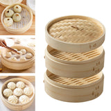 Maxbell Bamboo Steamer Basket Steamer Cloth Vegetable Steamer for Dimsum Bao Chicken Dia 25.4cm 2 Tier