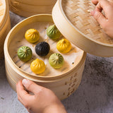 Maxbell Bamboo Steamer Basket Steamer Cloth Vegetable Steamer for Dimsum Bao Chicken Dia 25.4cm 2 Tier