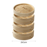 Maxbell Bamboo Steamer Basket Steamer Cloth Vegetable Steamer for Dimsum Bao Chicken Dia 25.4cm 3 Tier