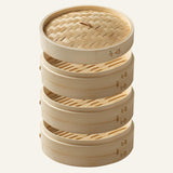 Maxbell Bamboo Steamer Basket Steamer Cloth Vegetable Steamer for Dimsum Bao Chicken Dia 25.4cm 3 Tier