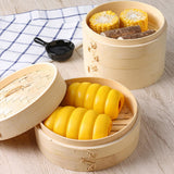 Maxbell Bamboo Steamer Basket Steamer Cloth Vegetable Steamer for Dimsum Bao Chicken Dia 25.4cm 3 Tier