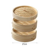 Maxbell Bamboo Steamer Basket Steamer Cloth Vegetable Steamer for Dimsum Bao Chicken Dia 27cm 2 Tier