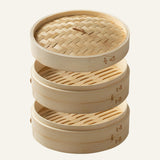 Maxbell Bamboo Steamer Basket Steamer Cloth Vegetable Steamer for Dimsum Bao Chicken Dia 27cm 2 Tier